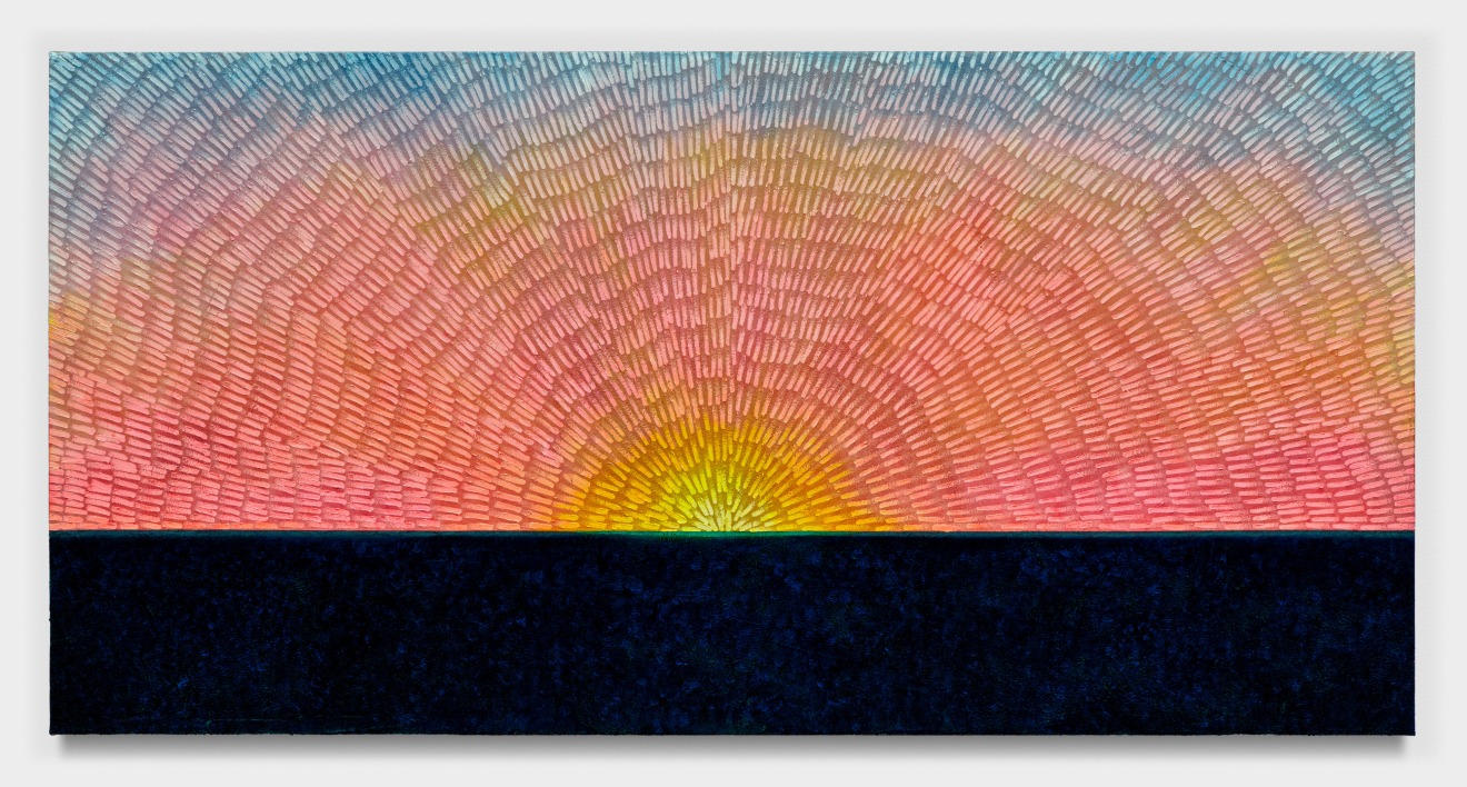 Jennifer Guidi, Bright Horizon (Painted Sand Horizon SF #3P, Blue-Pink-Orange-Yellow Sunrise Gradient), 2021