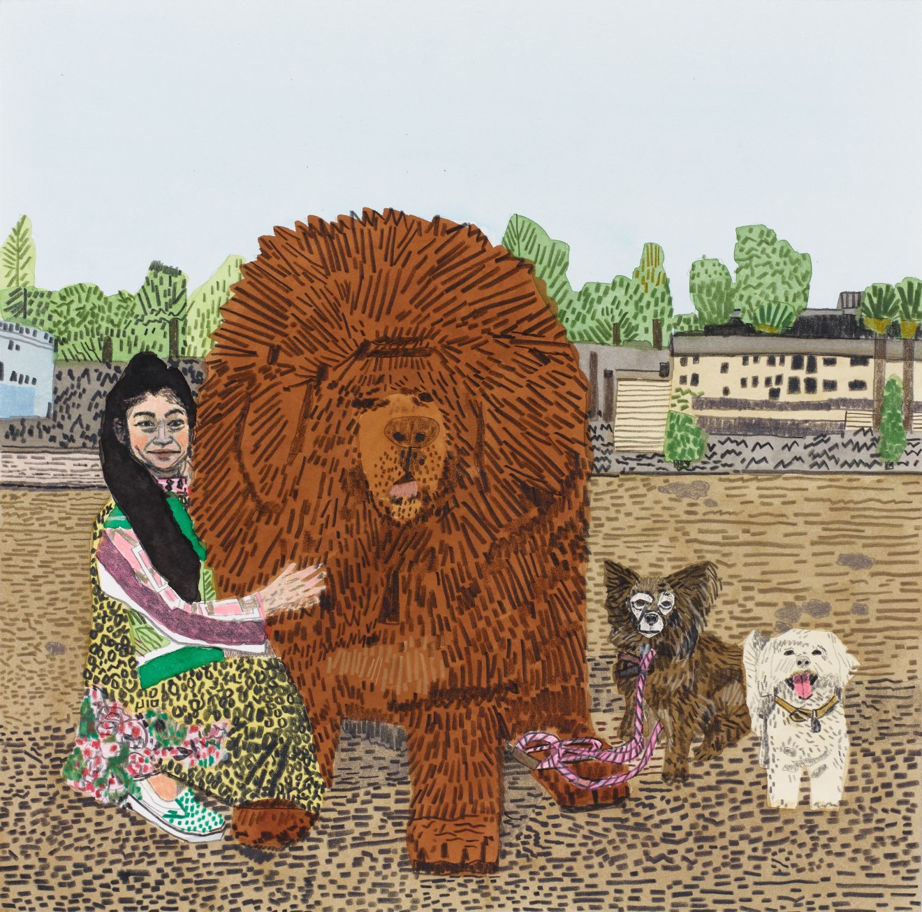 Jonas Wood, Shio with Dogs 1, 2019