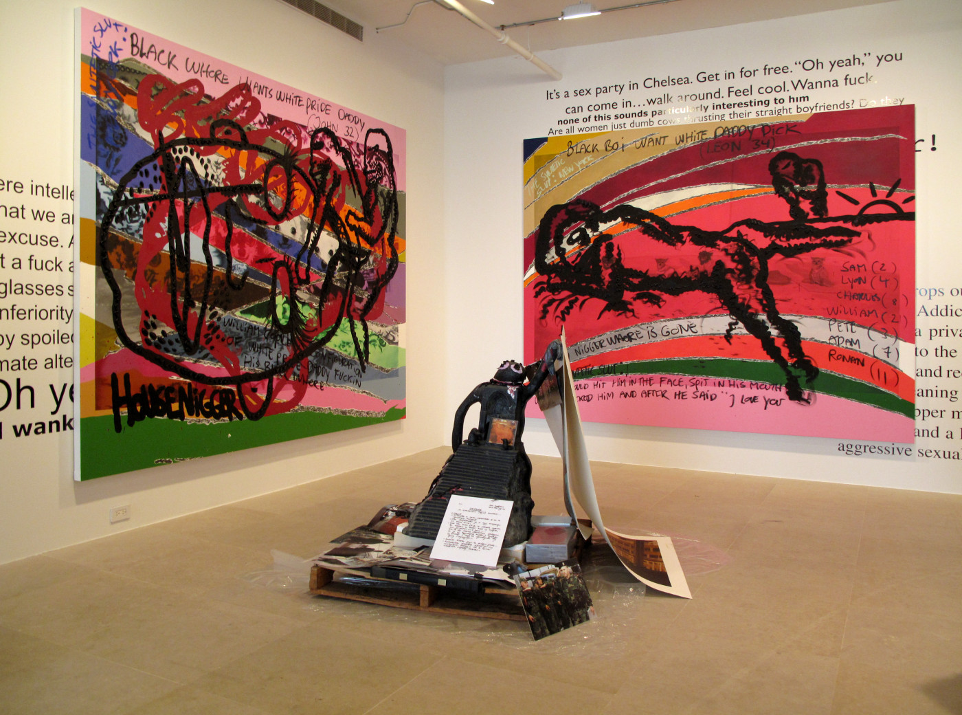 Installation view, The Synthetic Slut: A Novel by Bjarne Melgaard, Greene Naftali, New York, 2010