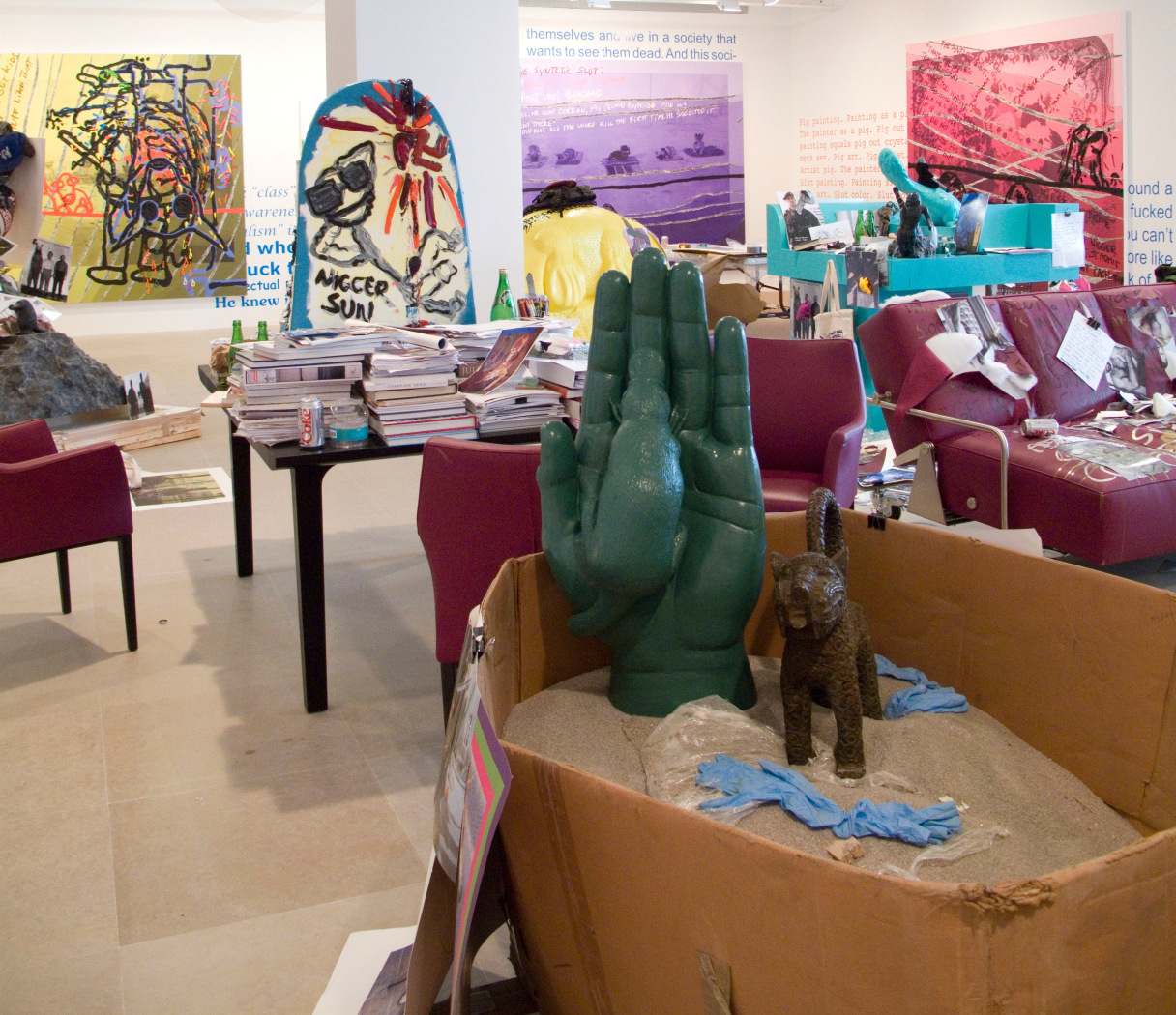 Installation view, The Synthetic Slut: A Novel by Bjarne Melgaard, Greene Naftali, New York, 2010