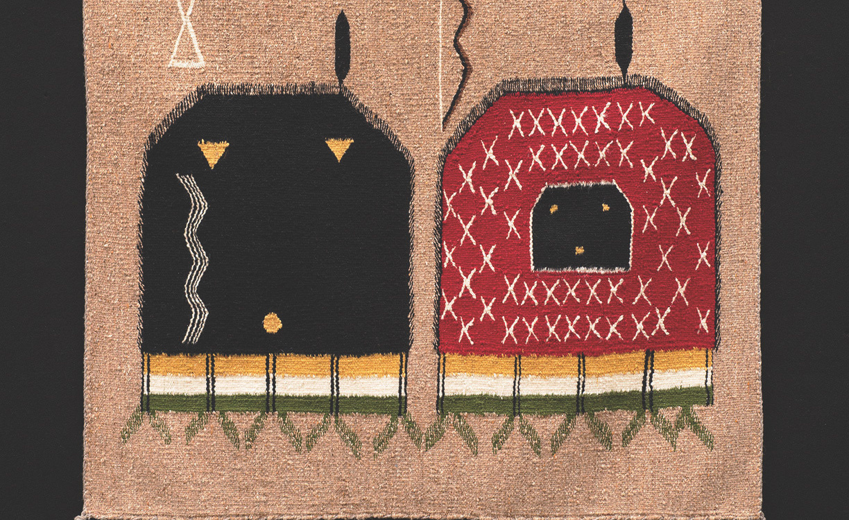 19. Unknown Weaver, &quot;Hero Twins,&quot; c.1960, dyed and woven wool, 28 x 33 inches