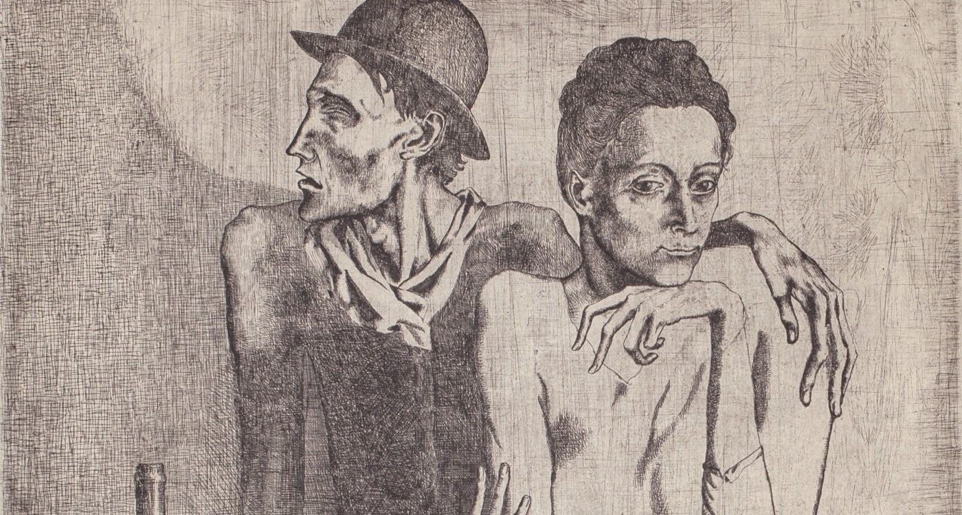 Pablo Picasso Le Repas frugal, 1904 (September, Paris) etching and scraper printed on Van Gelder Zonen wove paper with Van Gelder Zonen watermark  18 1/4 x 14 3/4 inches (image)
