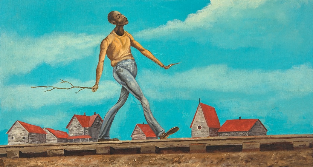 Ernie Barnes No Time for Church, 1972 acrylic on canvas 18 x 24 inches