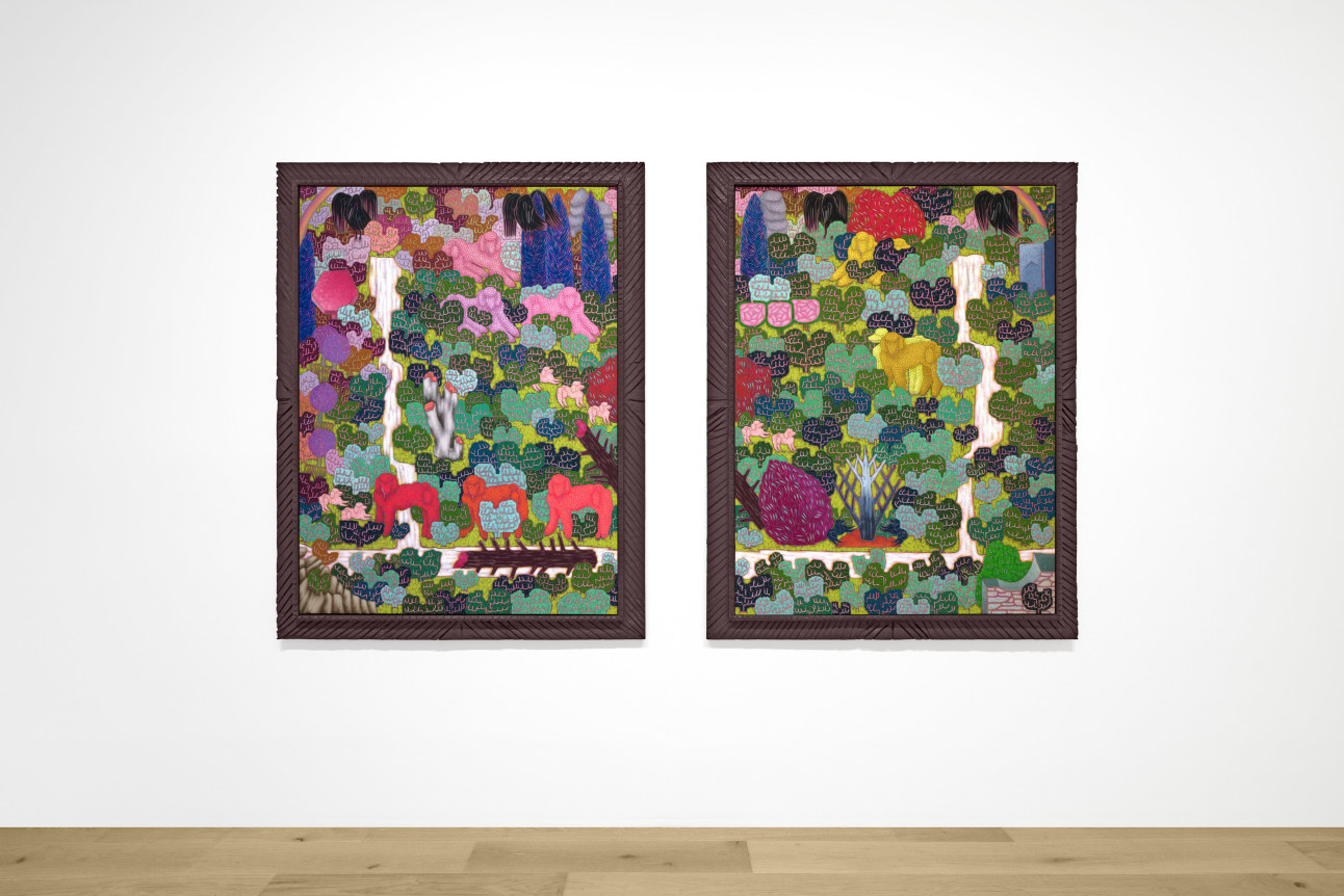 Installation view of Sophie Larrimore: Cloisters and Oysters at Venus Over Manhattan, New York, 2023