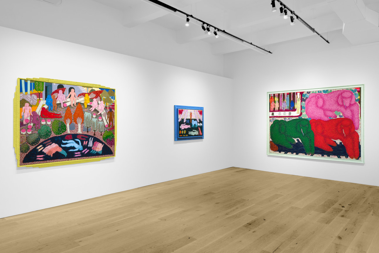 Installation view of Sophie Larrimore: Cloisters and Oysters at Venus Over Manhattan, New York, 2023