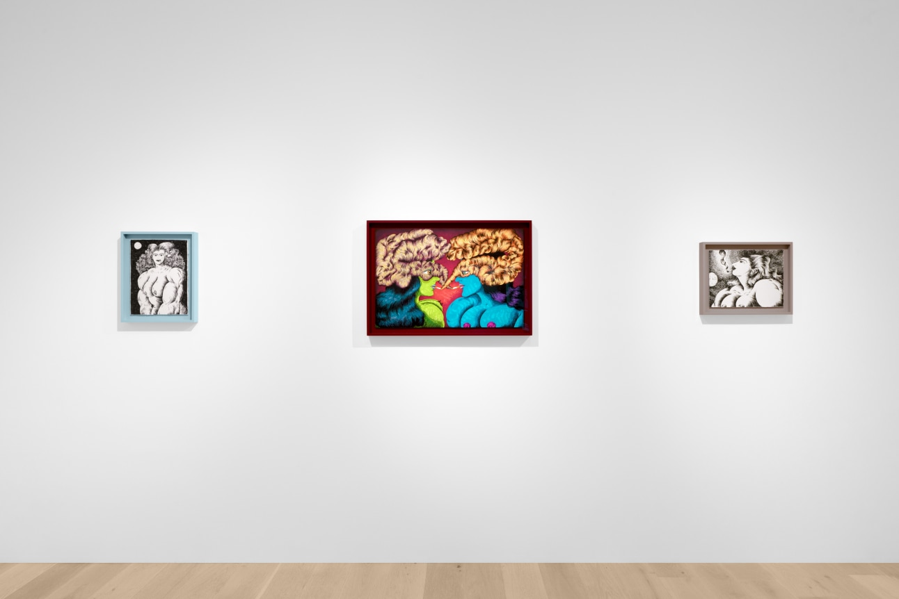 Installation view of In My Room: Ana Benaroya, Tom of Fin-land, Karl Wirsum at Venus Over Manhattan, New York, 2023