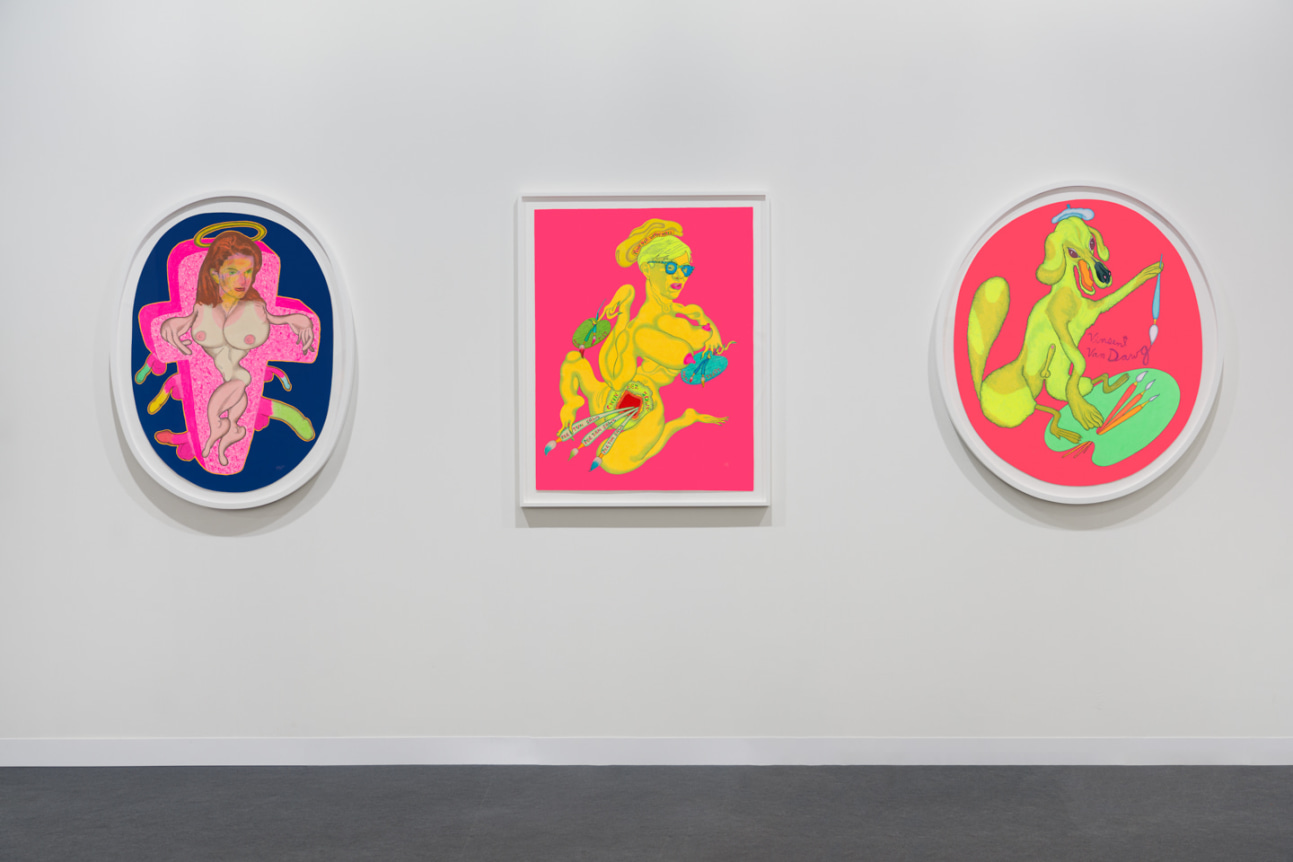 Installation view of Peter Saul at Art Basel, 2021