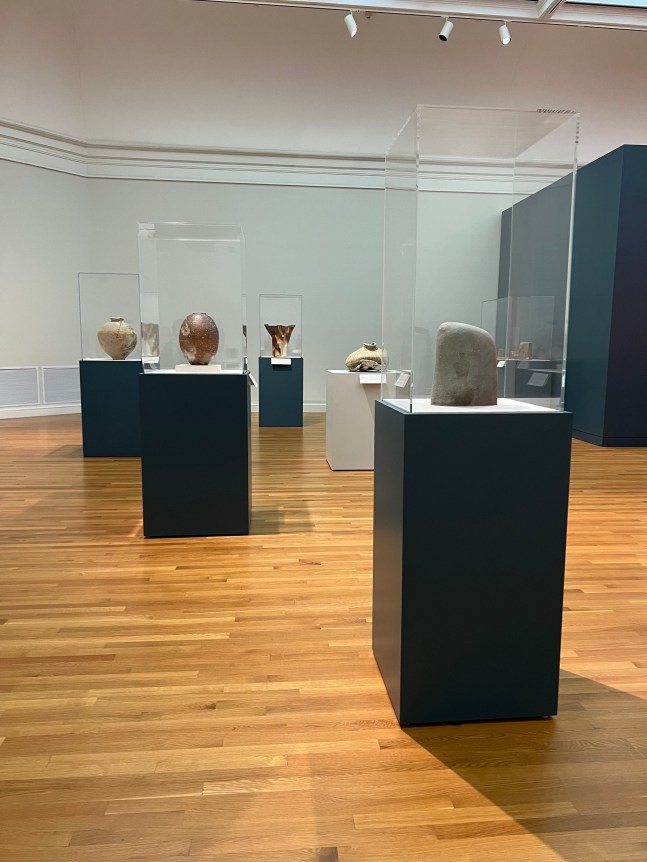 Installation photos of Clay as Soft Power by Joan Mirviss, 2023.