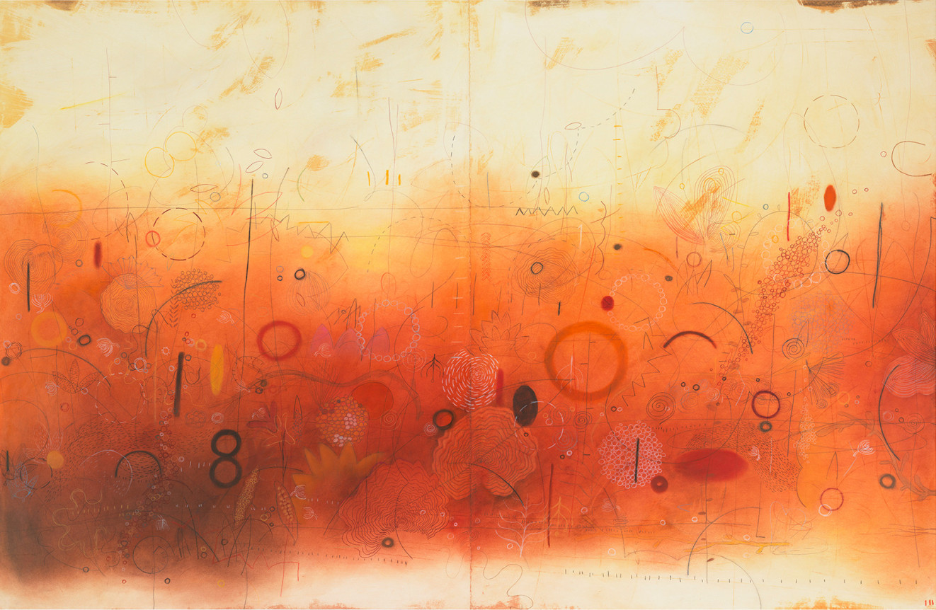 Bog Plant (#1569), 2019, Mixed media on paper mounted on canvas
