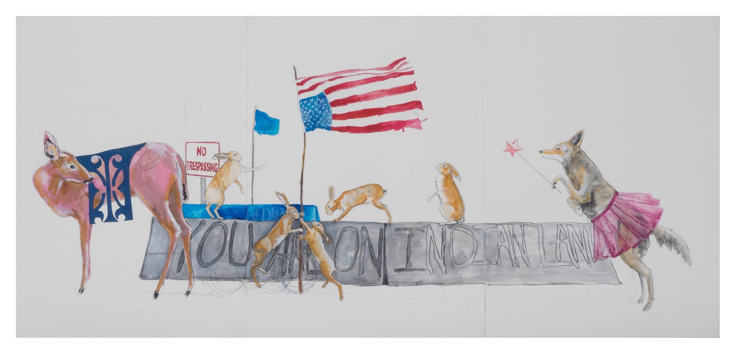 You are on Indian Land, 2017, Mixed media on paper