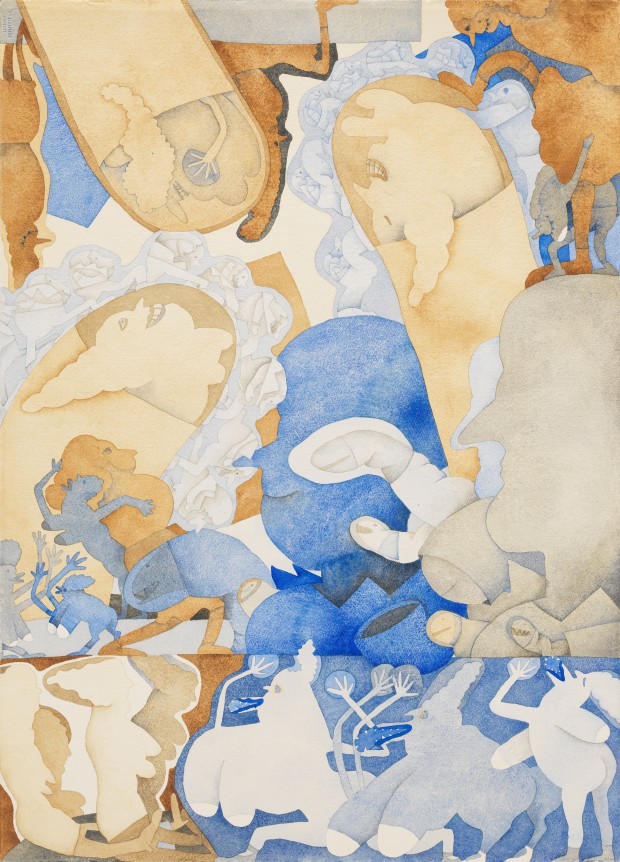Studee: 2 of 2 - Brn & Blu, 1969, Watercolor on paper