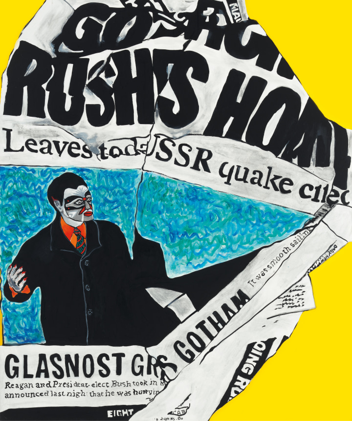 Glasnost, 1988 Acrylic and paper collage on canvas