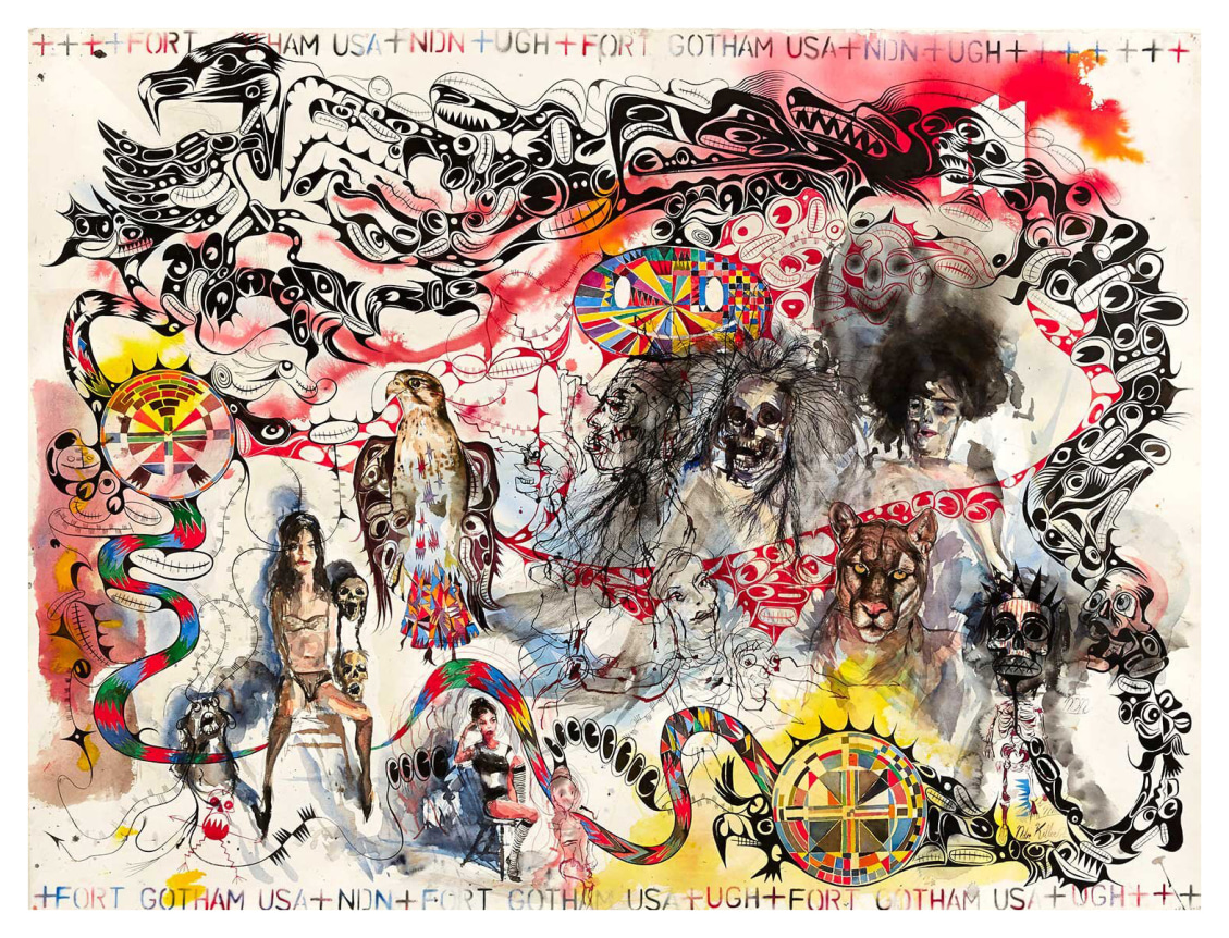 Please Pay Me So I Can Pay Them + NDN + UGH, 2014, Ink, watercolor on paper