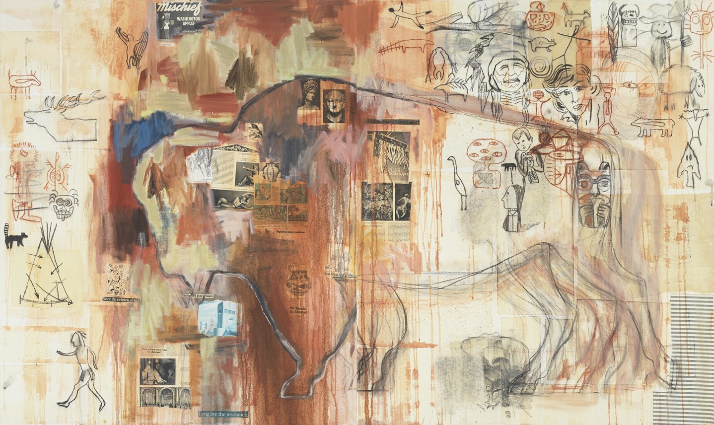I See Red: Indian Drawing Lesson, 1993, Mixed media on canvas