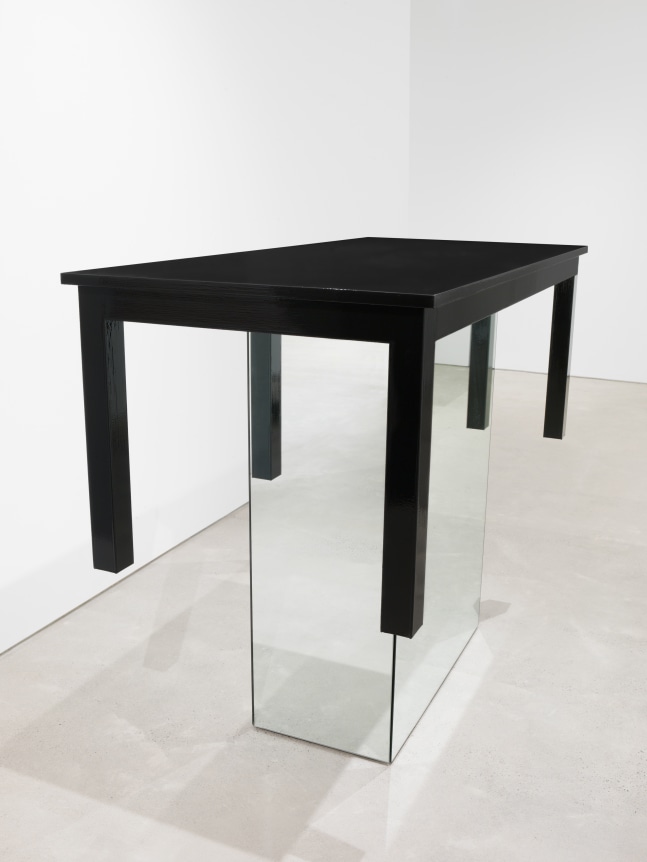 A Table with 90 Coats of Paint, 2016, Enamel on eastern maple and plywood, mirrored glass