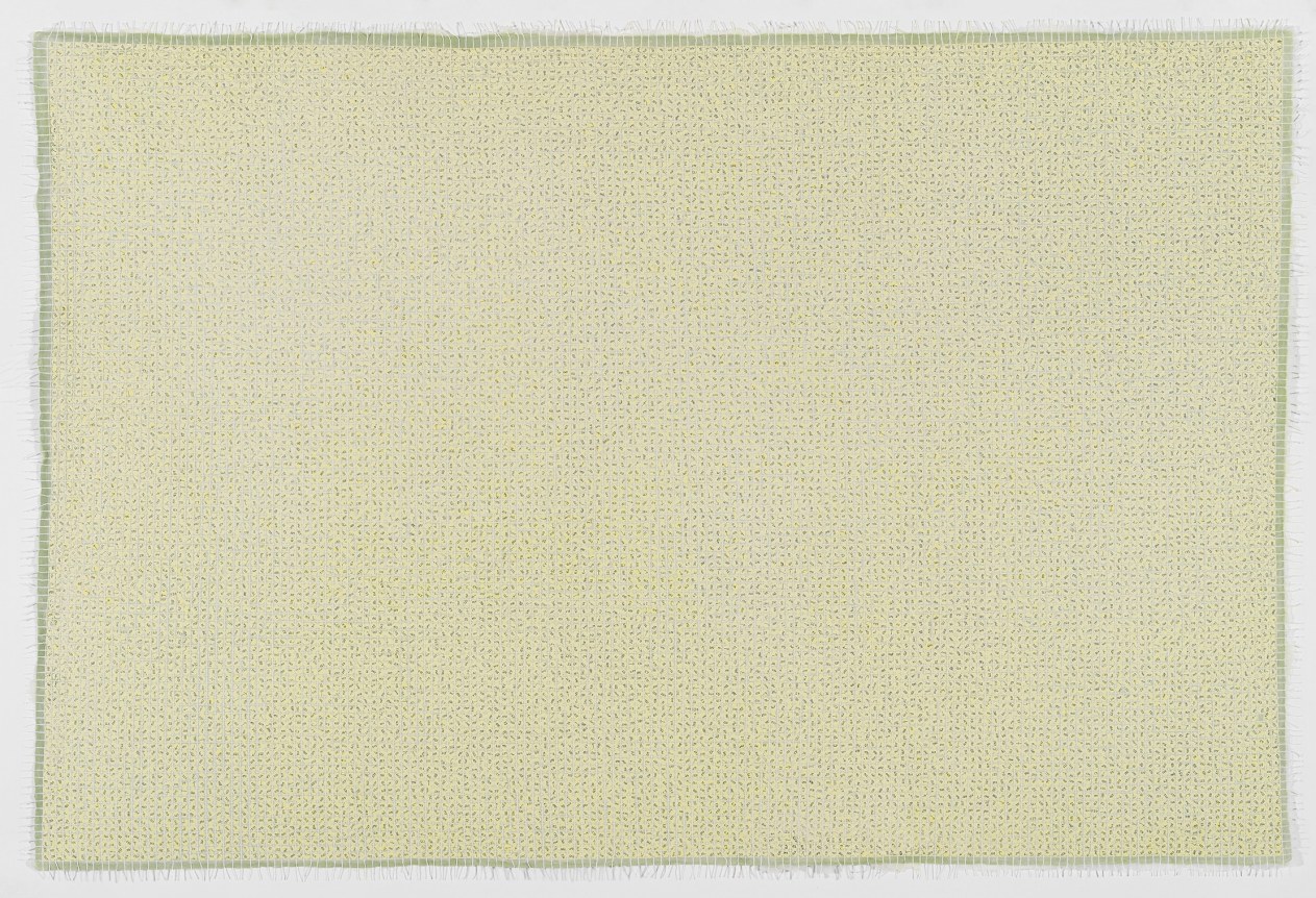 Untitled #63, 2022, Handmade abaca paper with embedded cotton string paper dots letterpress printed with ink