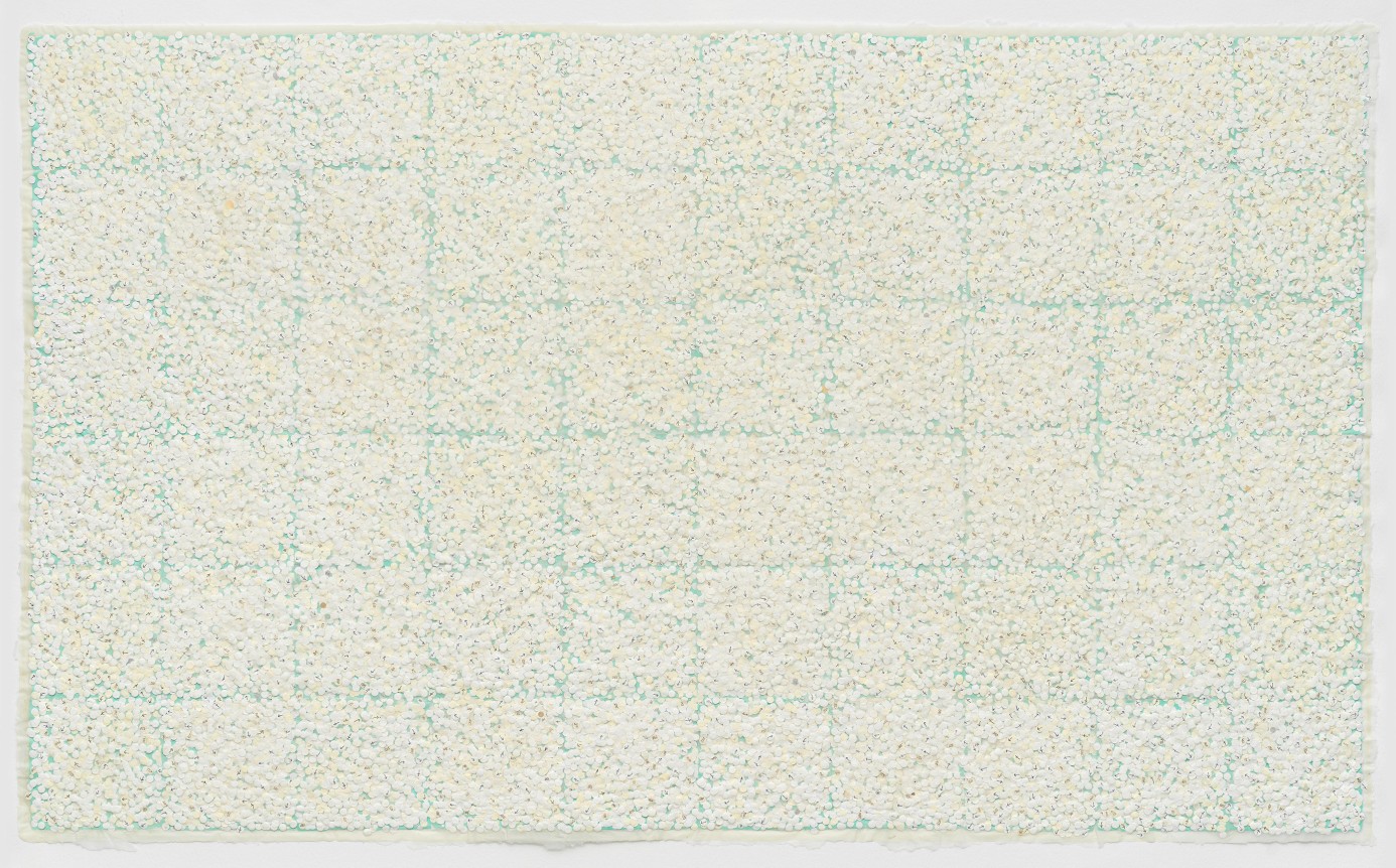 Untitled #64, 2022, Handmade cotton and abaca paper with embedded paper dots hand drawn with ink
