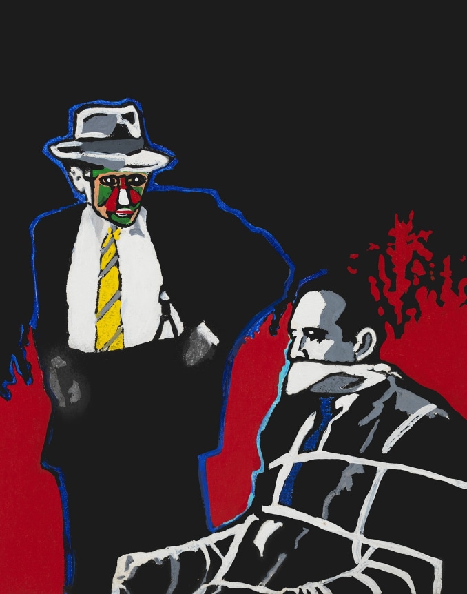 You Ain't Gettin' Out of Here Alive, 1988, Acrylic and paper collage on canvas