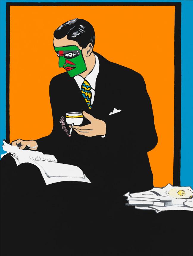 Masked Reader, 1988 Acrylic and paper collage on canvas
