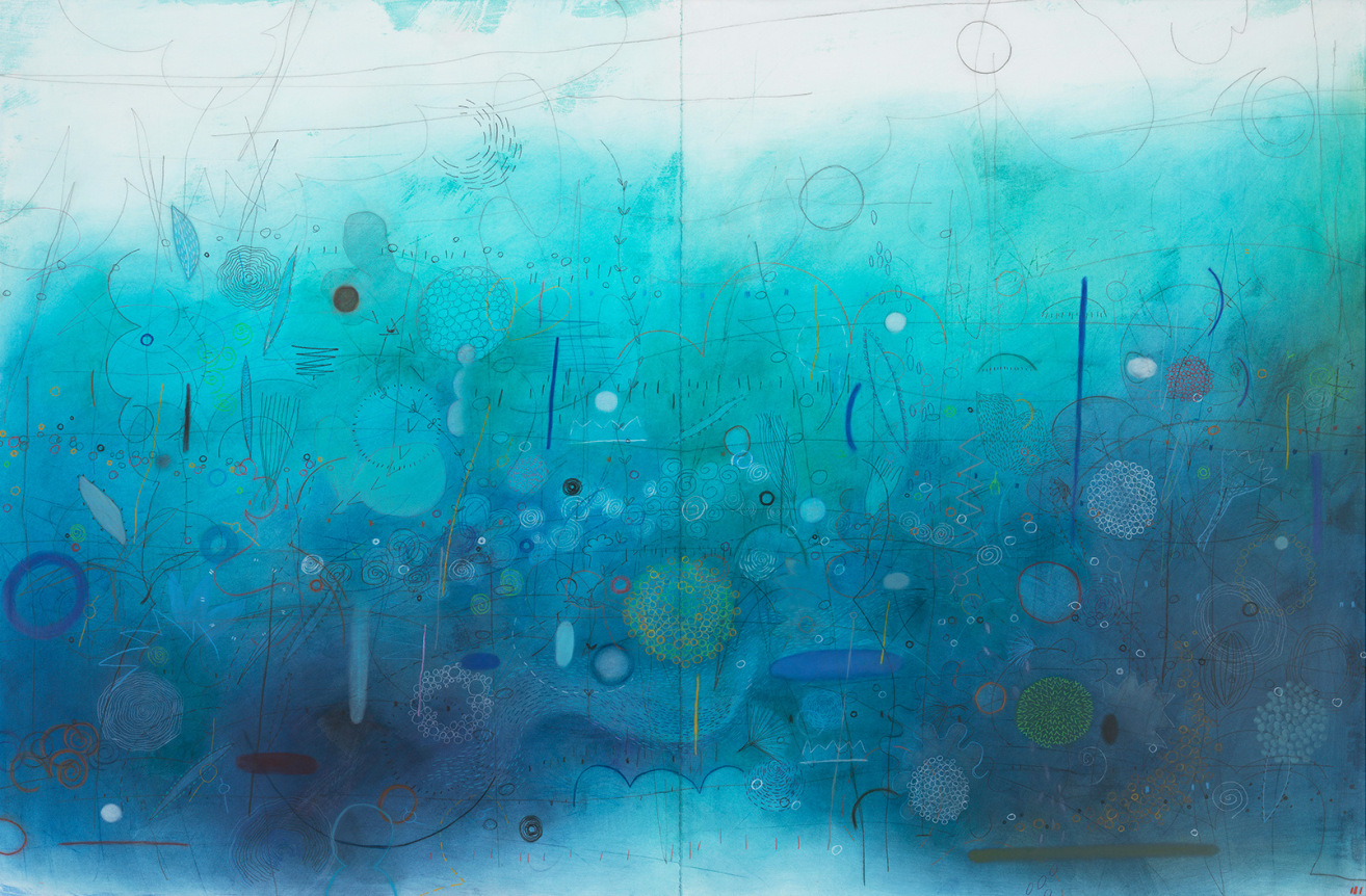 Cambrian Nursery, 2018, Mixed media on paper mounted on canvas