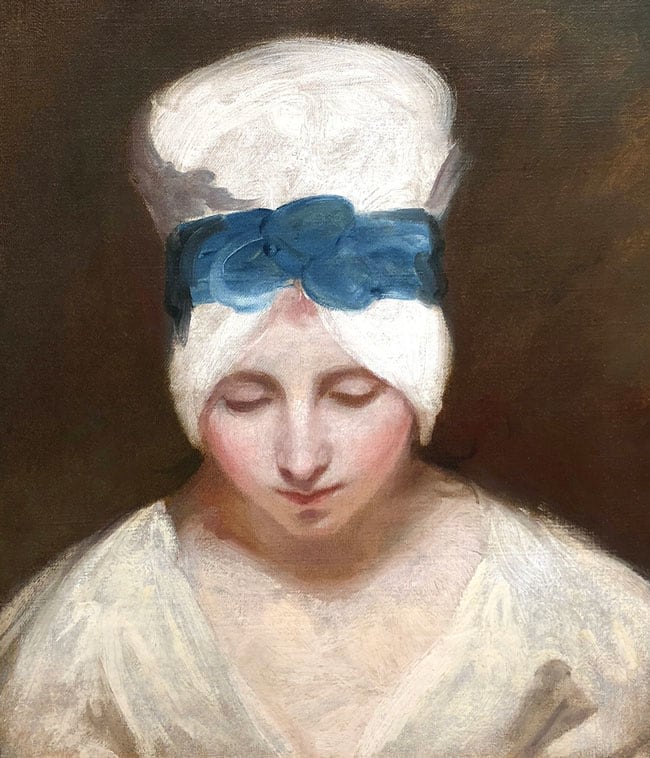 George Romney (English, 1734-1802) Head of Serena,   Oil on canvas 18 x 15 1/2 in. (45.7 x 39.4 cm)