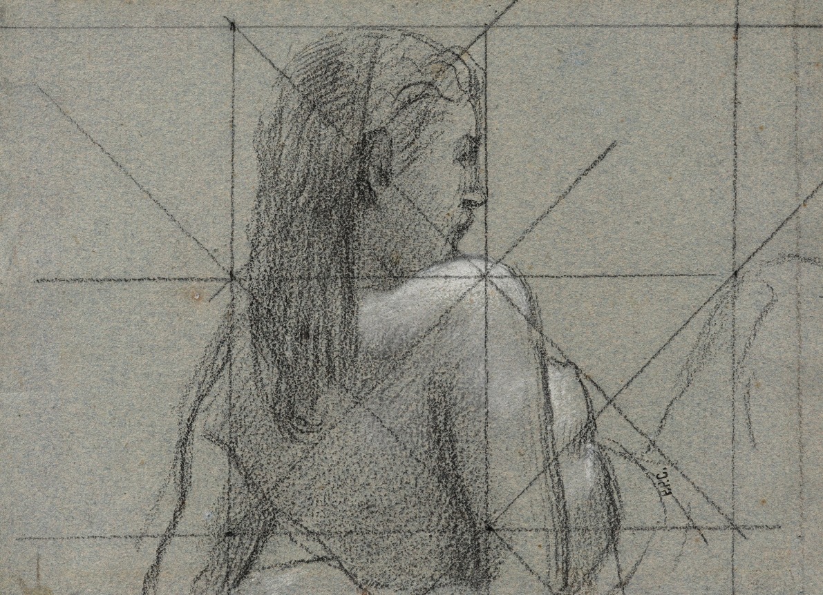 Young Woman Looking at the Sea (Study for Young Women by the Sea), 1879     Pencil and pastel on paper 6 1/4 x 8 1/2 inches