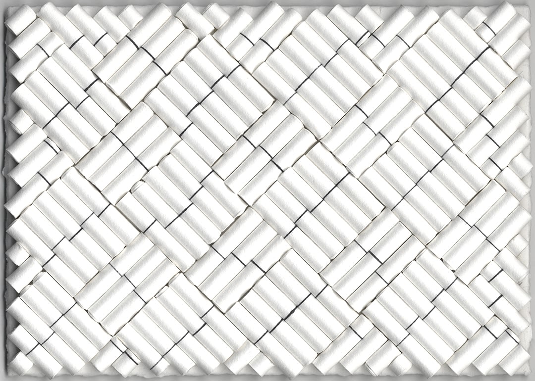 Liliya Lifanova, Untitled (rolled filter paper, black marker line), 2010, Filter paper, black marker, on board 6 x 8 inches