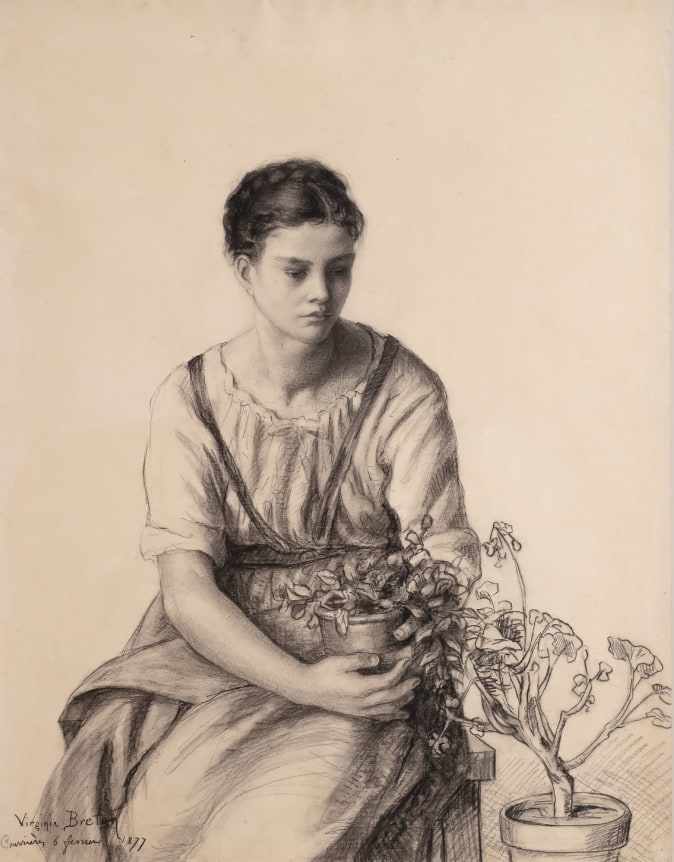 Virginie Demont-Breton Young Woman with Geranium, 1877