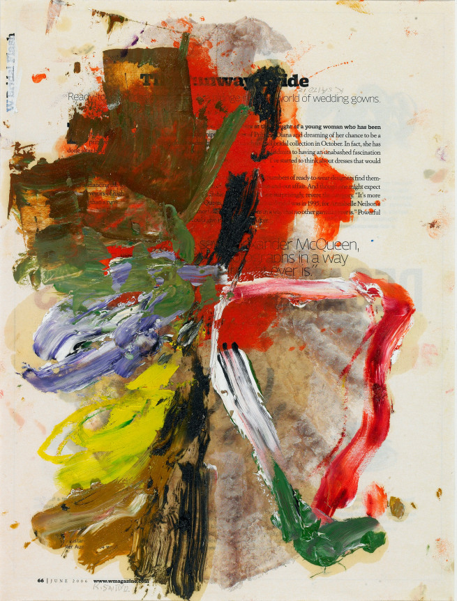 Untitled #39, 2012    Oil on printed paper 12 3/4 x 9 1/2 inches