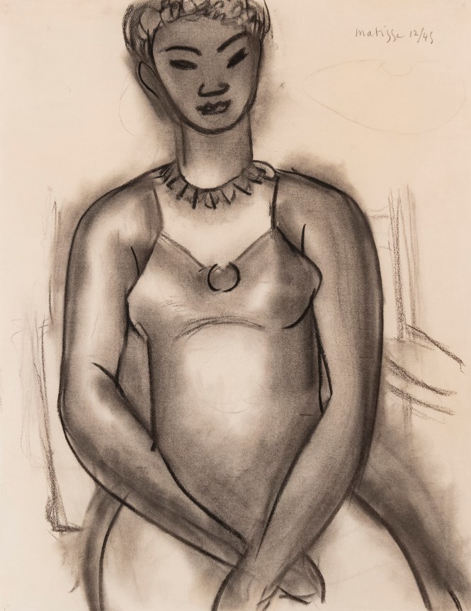Henri Matisse  Femme assise, 1945      Charcoal on paper 20 1/2 x 15 9/10 inches