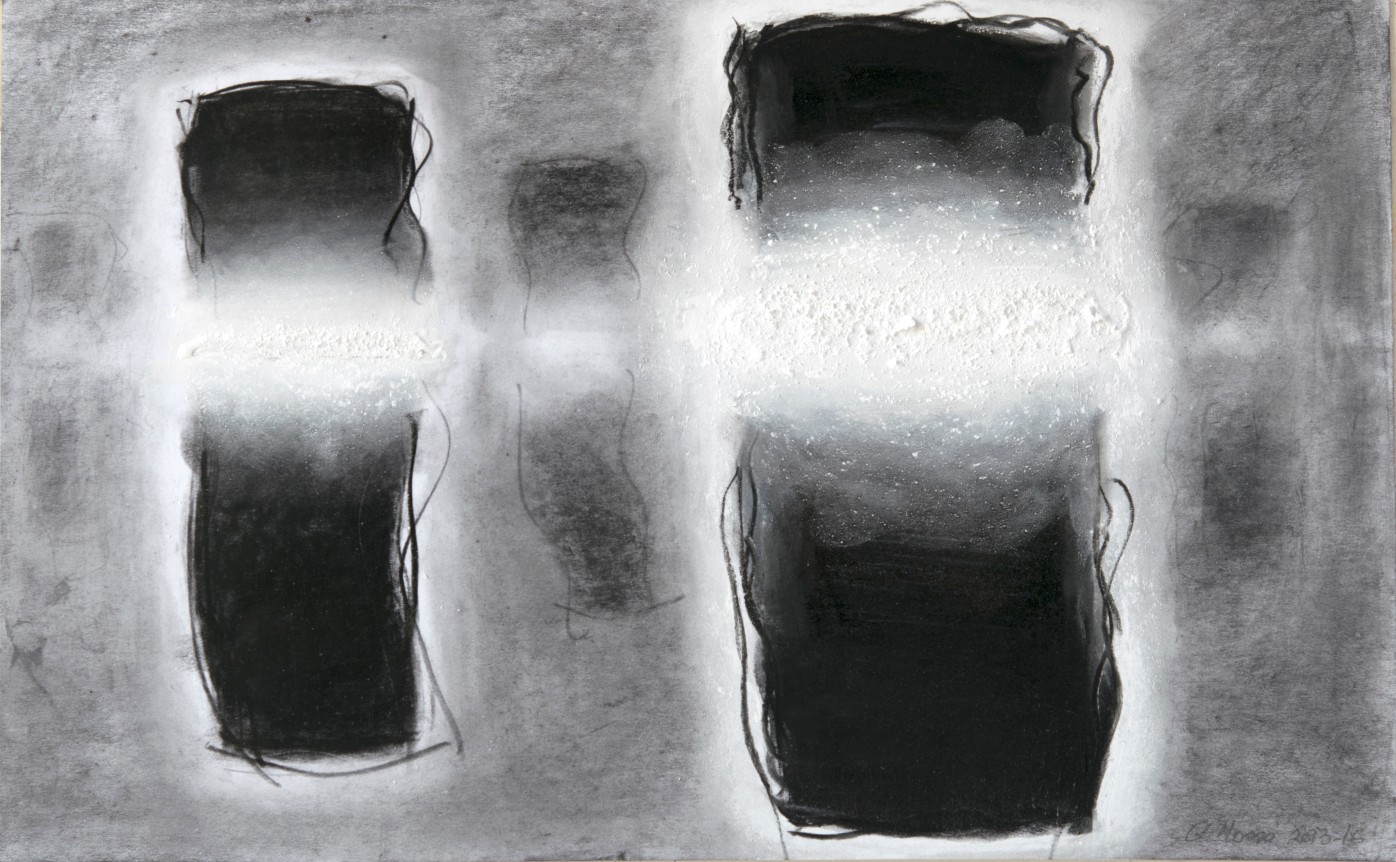 Gerard Mosse, B & W 1, 2013-16  10 3/8 x 17 in.   Graphite, conte crayon, charcoal, acrylic, and pigment on plate paper