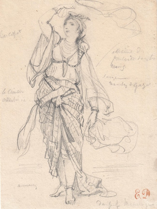Eugène Delacroix Moroccan Dancer, 1832    Pencil on paper 5 x 4 inches