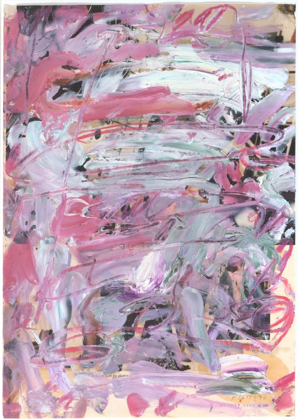 Kikuo Saito, Untitled, 1994,  Oil on printed paper, 13 3/4 x 10 1/8 inches