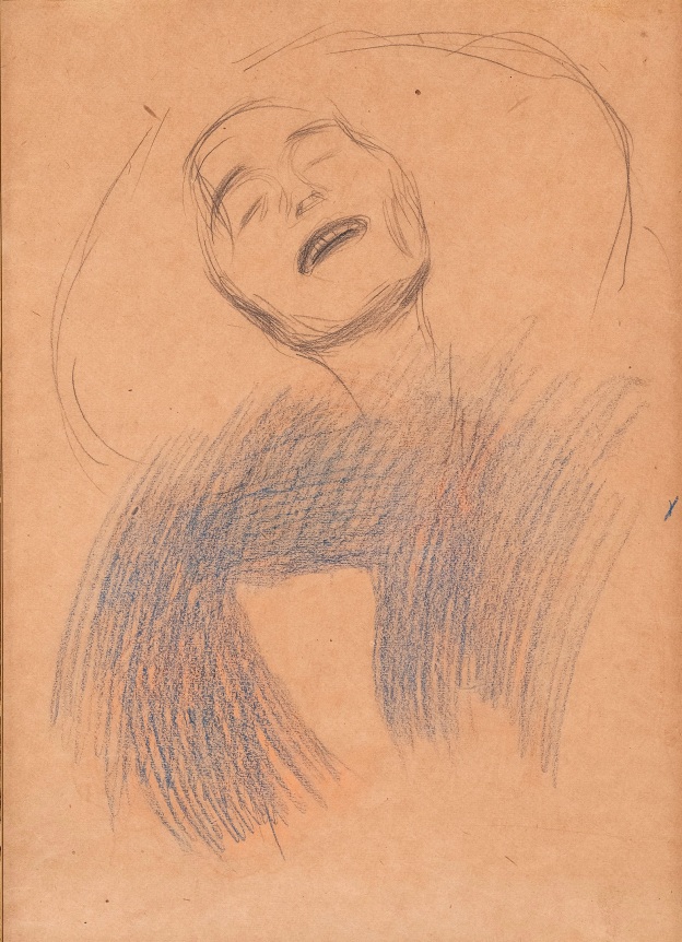 Head of a Woman, Study for the Beethoven Frieze, 1901   Pencil and colored crayon on paper 17 1/8 x 12 5/8 inches