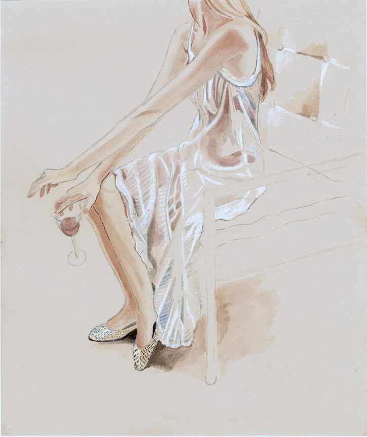 Slip dress study, 2025    Pencil and watercolor on paper 13 x 11 inches