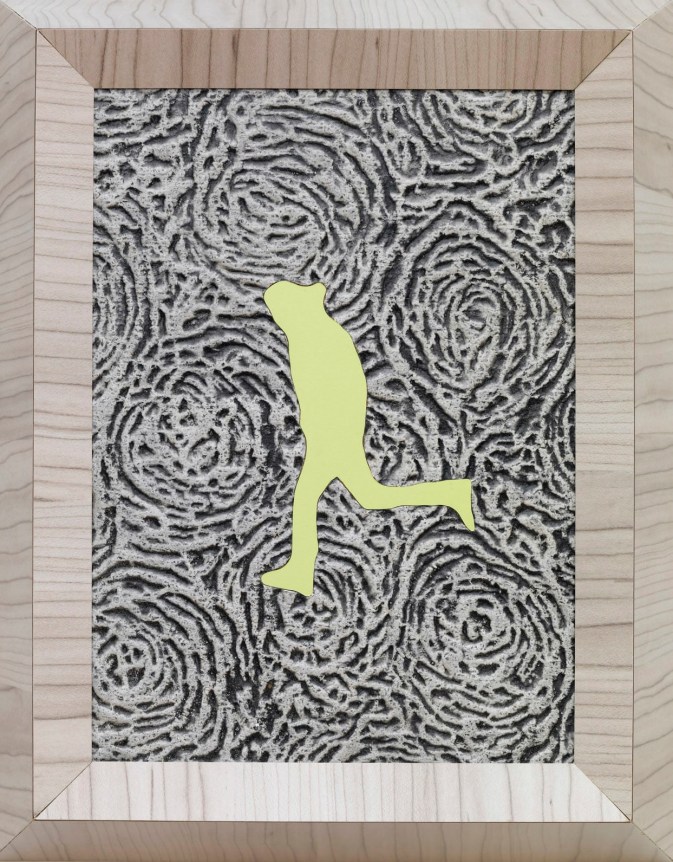 Richard Artschwager    Running Man (small lime left), 2013    Laminate and acrylic on Celotex in artist's frame 11 5/8 x 9 3/16 x 3 inches
