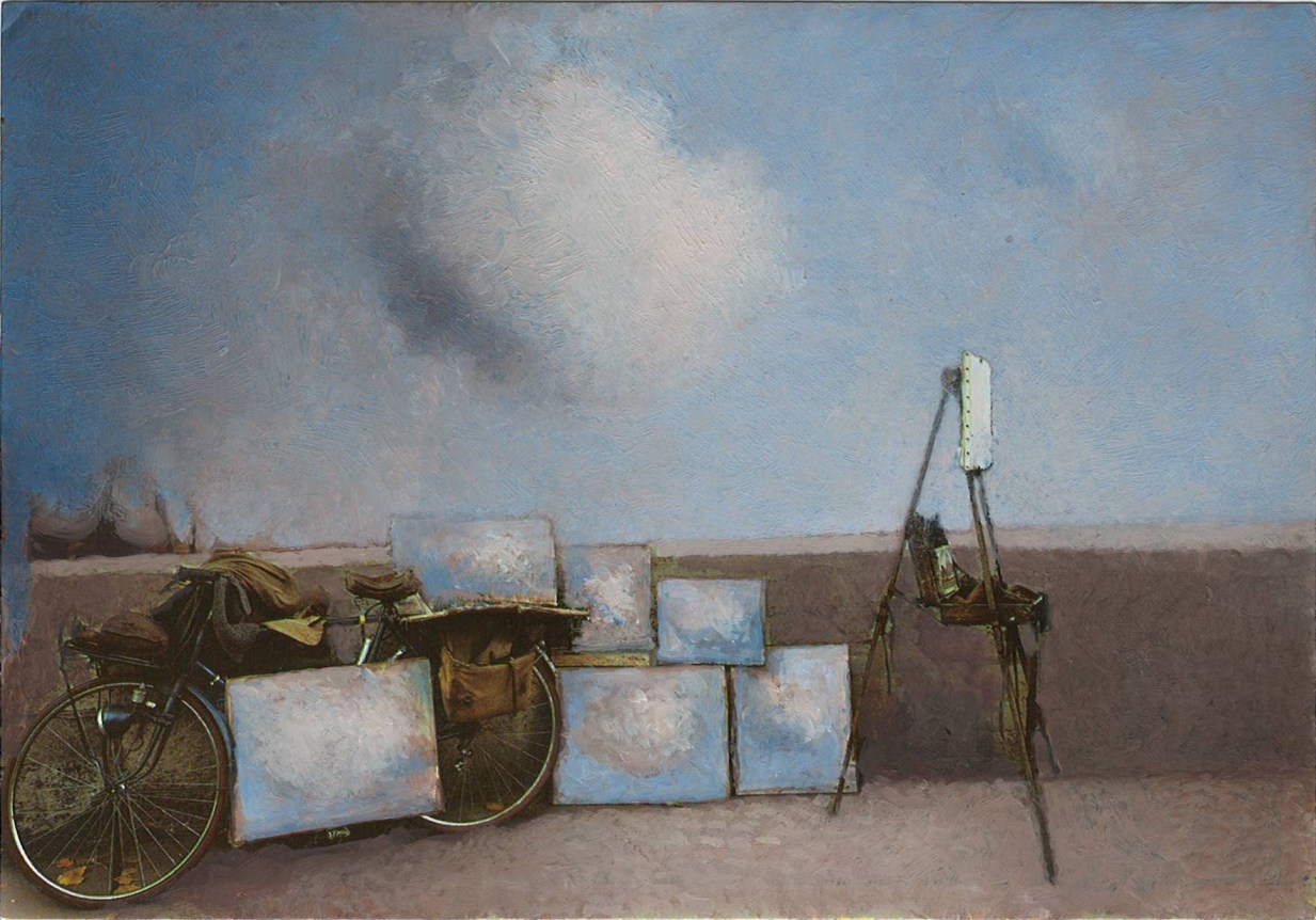 Lino Mannocci, Le Catch&eacute;drale Notre-Dame, 2012    Oil on postcard 4 x 5 3/4 inches