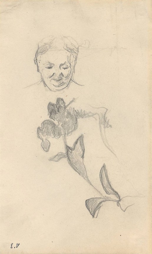 Edouard Vuillard Studies of Madame Vuillard and Foliage, c. 1895       Pencil on paper 6 7/8 &times; 4 1/8 inches