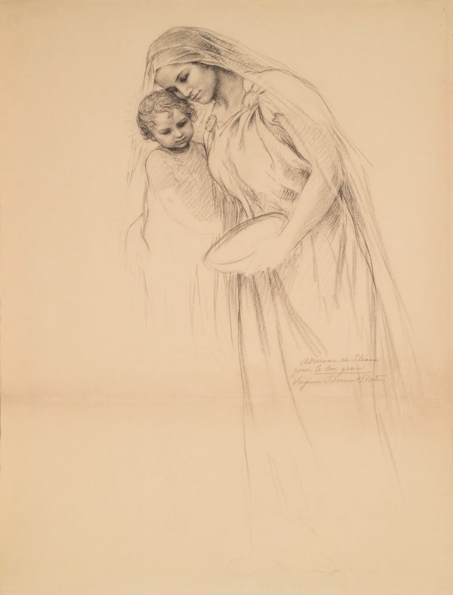 Adrianne and Éliane, For The Good Grain    Charcoal on paper 30 5/8 x 21 3/8 inches