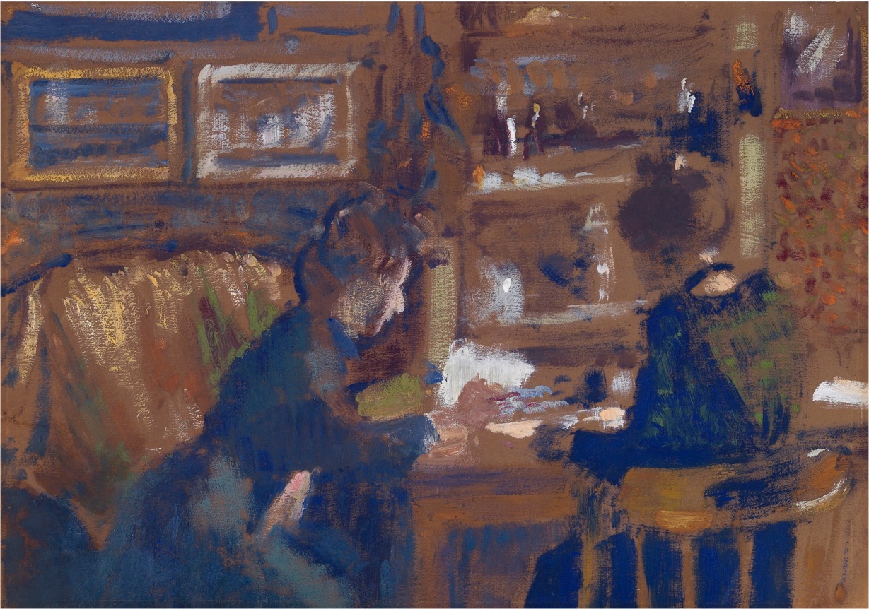 Georges Lemmen  La Causerie (Deux Femmes Dans Un Intérieur), c. 1903  Oil on paper, mounted to board 11 7/8 x 16 1/2 inches