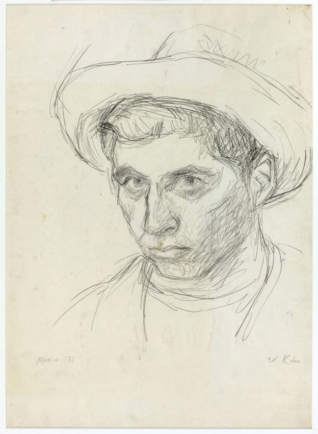 Wolf Kahn, Self Portrait, Mexico, 1956    Pastel 20 x 14 1/2 inches