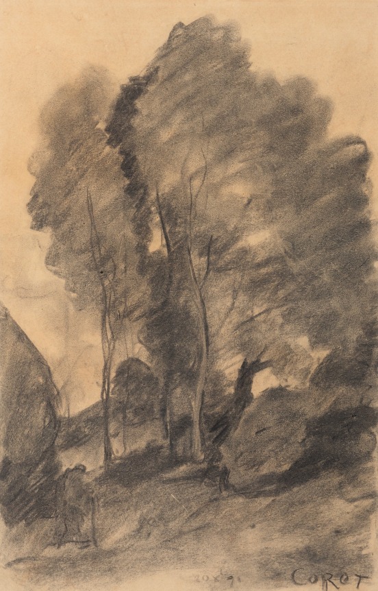 Jean-Baptiste-Camille Corot Vieillard Passant dans Vallon Boise, 1873