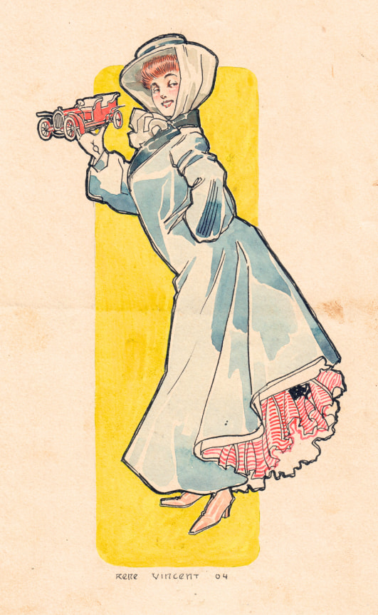 Study for Automobiles Cottereau, 1904      Ink and watercolor on paper 9 3/4 x 5 7/8 inches