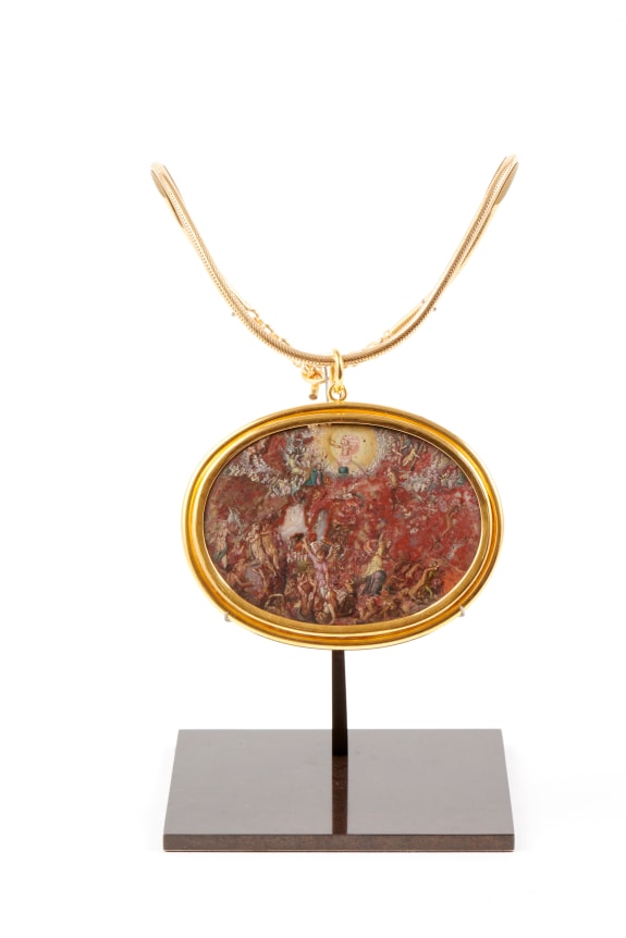 UNIQUE NECKLACE WITH AN IMPORTANT PAINTING ON AGATE OF THE LAST JUDGEMENT, &nbsp;