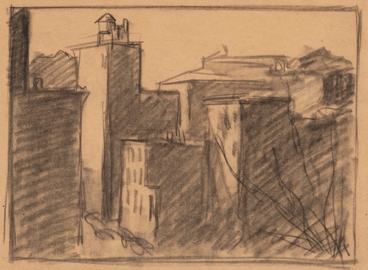 Edward Hopper Cityscape, 1959  Charcoal on paper ​​​​​​​6 1/2 x 8 1/2 inches