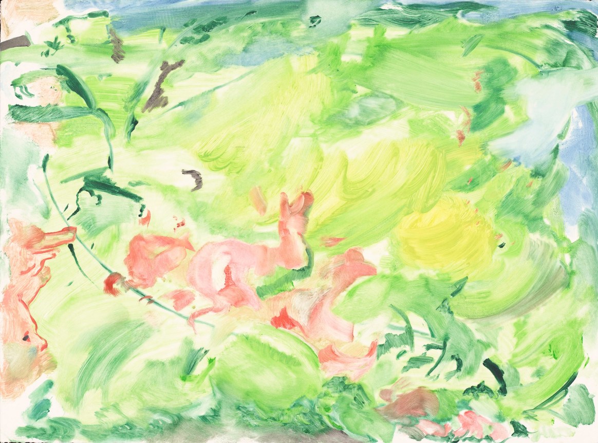 Cecily Brown  (British, b. 1969) Untitled, 2018    Monotype in oil on Lanaquarelle paper 23 x 31 inches