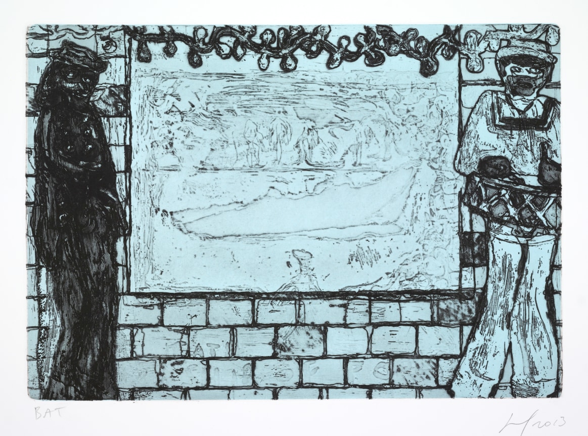 Peter Doig  Sea Lots, 2013    Etching with aquatint, chine colle  14 1/4 x 18 inches  Image courtesy of the artist and Two Palms, NY