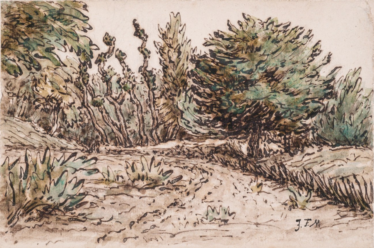 Jean-Francois Millet, Sentier bordé d'arbres, c. 1866-1867