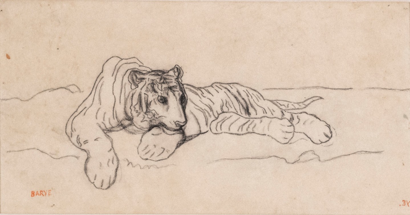 Antoine-Louis Barye Reclining Tiger, c. 1850-70