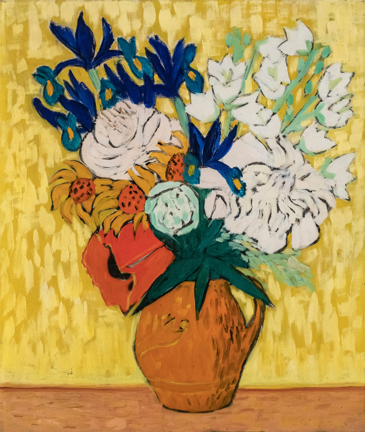 GERHILD DIESNER Austrian, 1915-1995 . Bouquet in a Pitcher, c. 1960s     Oil on canvas 23 1/2 x 19 7/8 in.